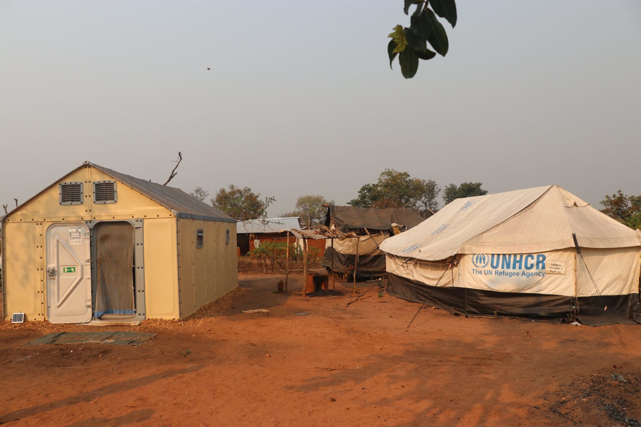 Angola. A UNHCR tent and RHU for a vulnerable refugee.